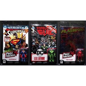 DC Comics Page Punchers Superman Lex Luthor Flash Comic Book Action 3 Figure Set